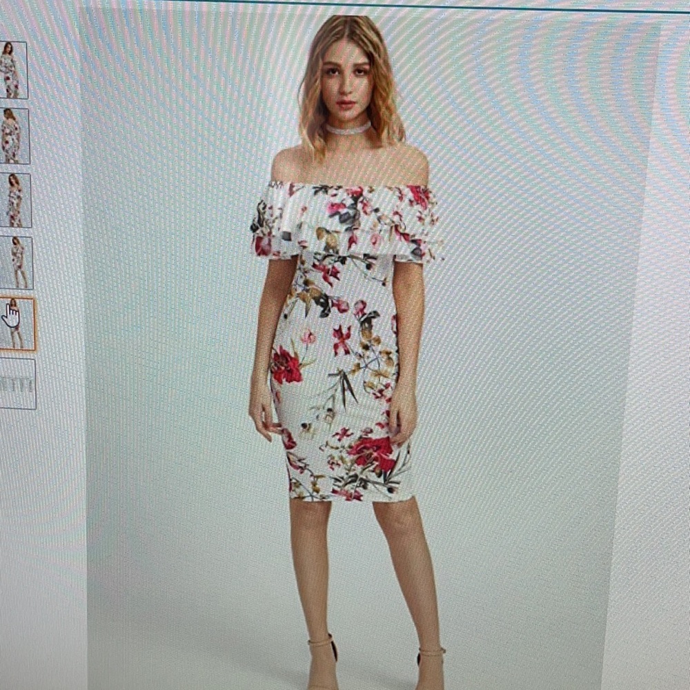 Floral Ruffle Off Shoulder Dress - Picture 6 of 7